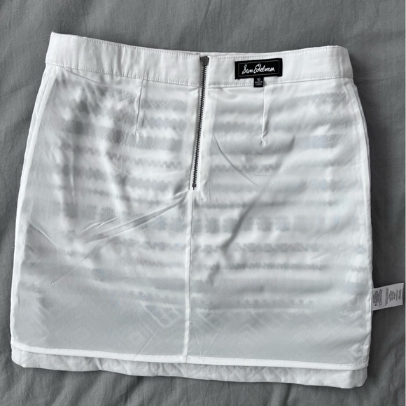 Sam Edelman Embroidered Beaded Stretch Cotton Mini Skirt Womens 6 10 Blue White - Picture 9 of 16